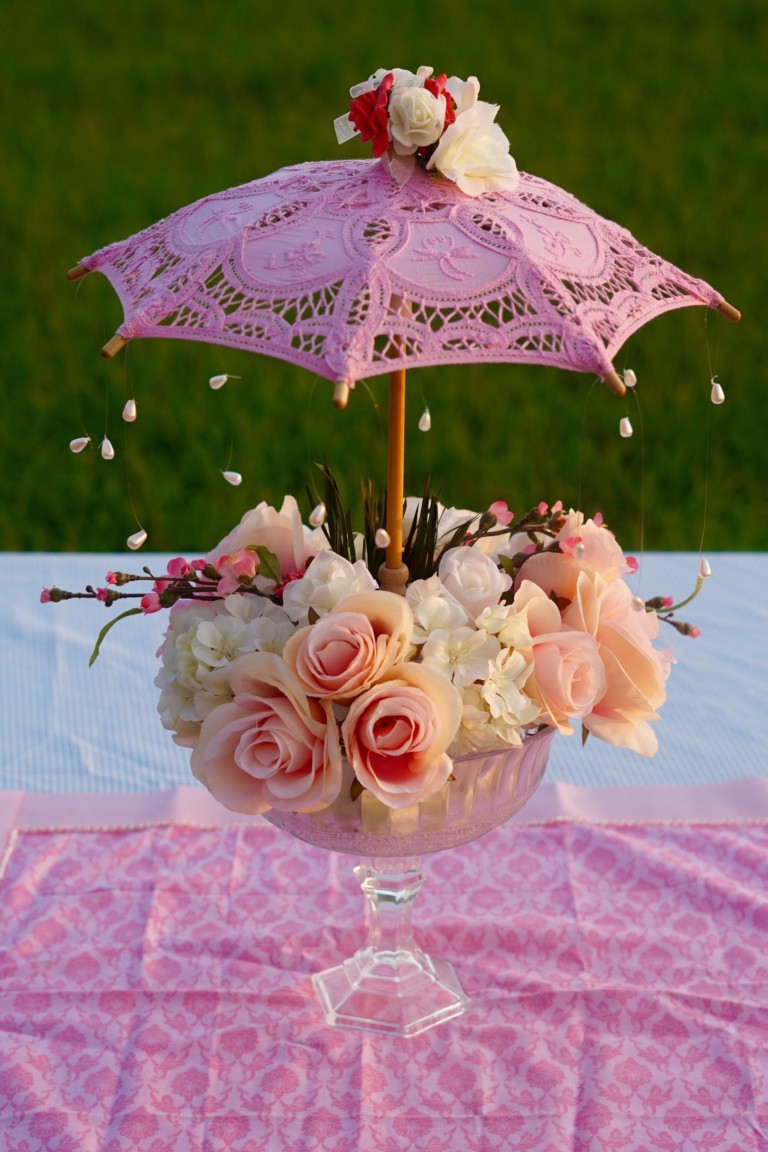 Oh So Cute DIY Parasol Garden Party Baby Shower Centerpiece