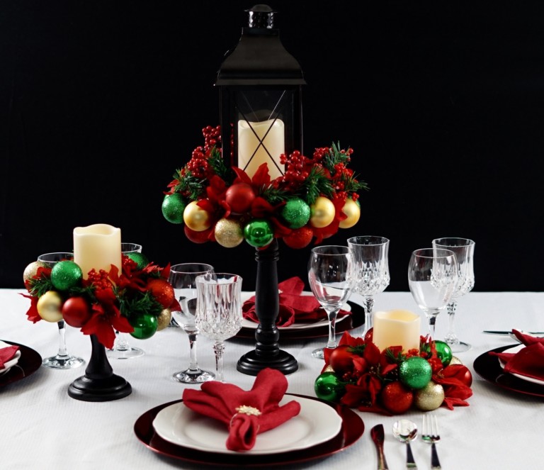 Easy DIY Christmas Ornament Centerpiece For The Perfect Tablescape