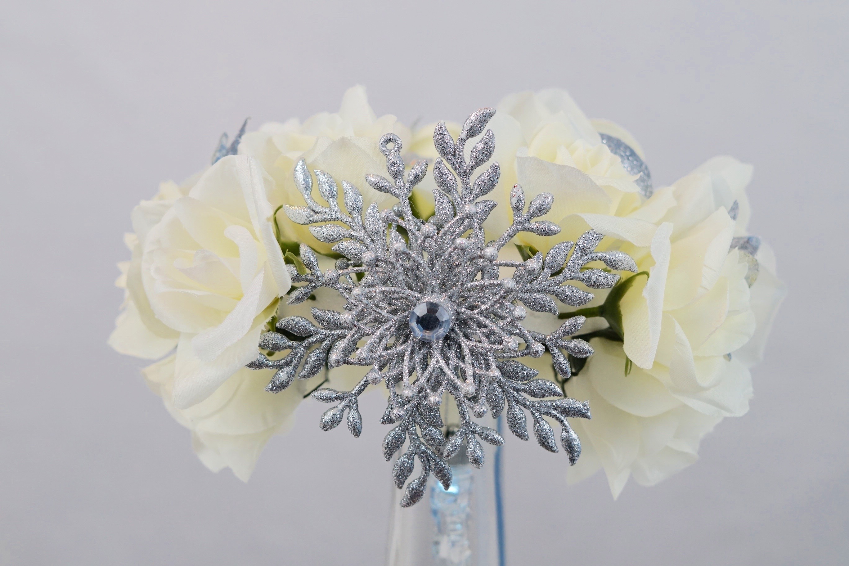 Silver Glitter Snowflake Centerpiece