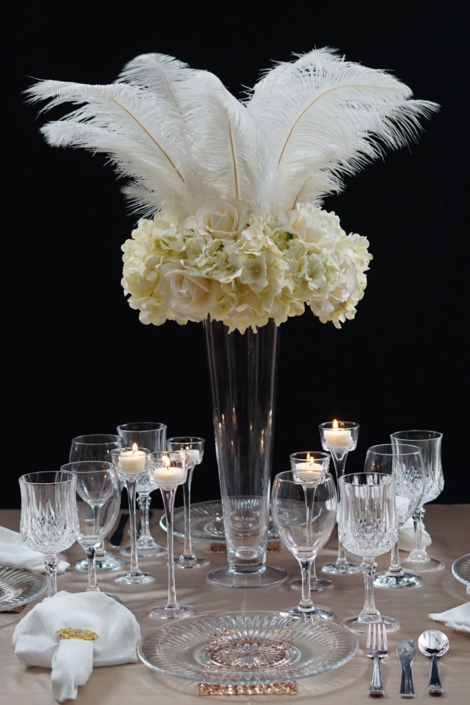 Roaring 20s | Great Gatsby-Inspired Feather Wedding Centerpiece