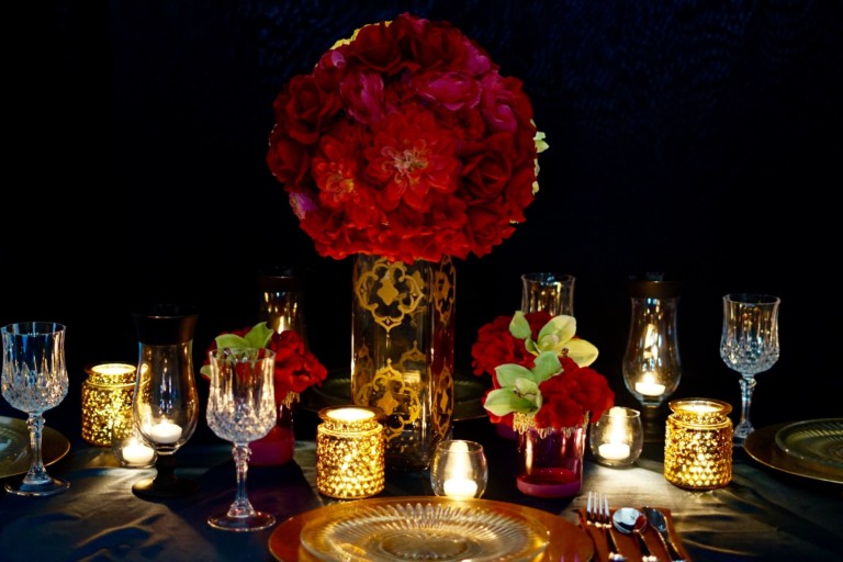 Gorgeous DIY Moroccan Red and Gold Wedding Centerpiece