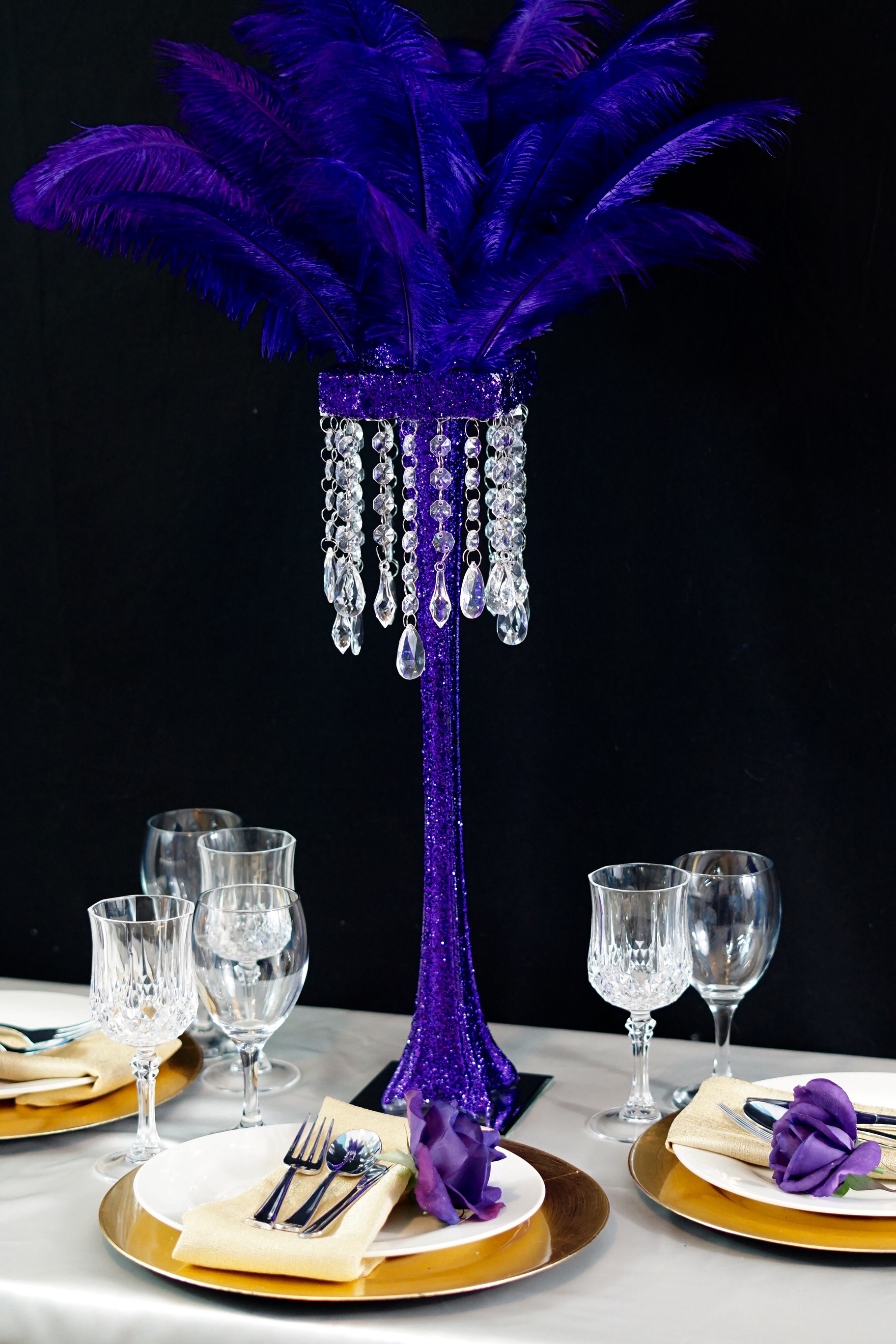 Purple Feather Centerpiece 24