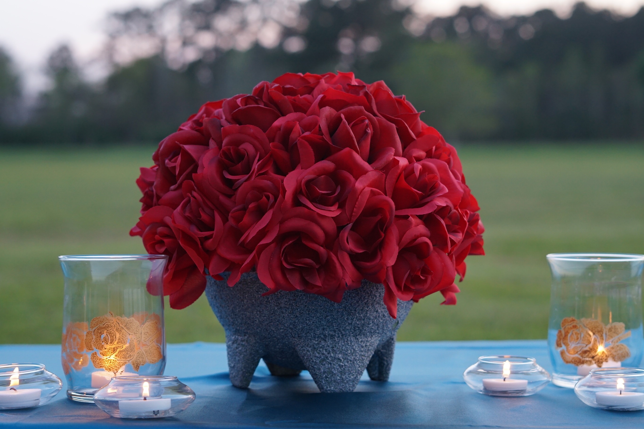 Southwestern Flair Red Rose DIY Wedding or Quincenera Centerpiece