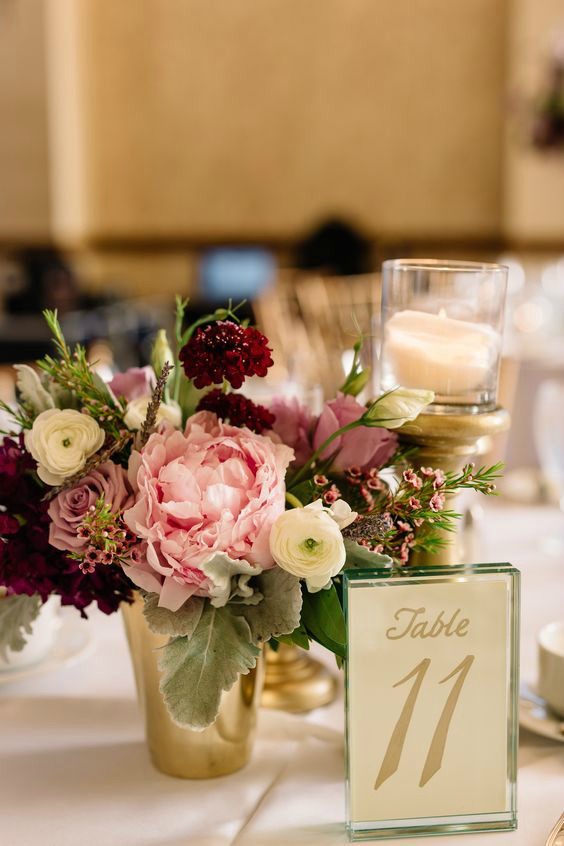 Burgundy and Blush Wedding Centerpieces