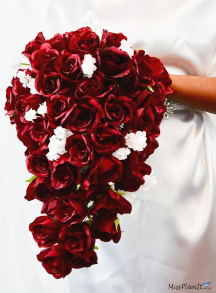 Red Rose Cascade Wedding Bouquet