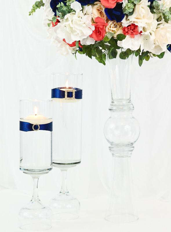 Coral and Blue Wedding Centerpieces 1