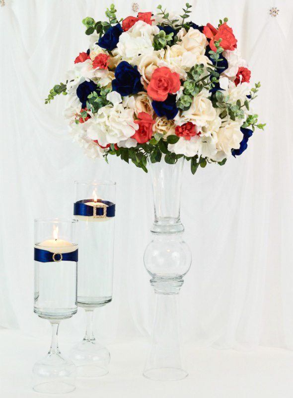 Coral and Blue Wedding Centerpieces 2