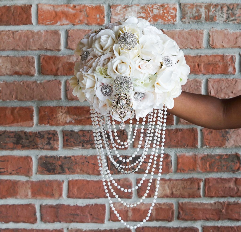 pearl pins for bouquets  White bridal bouquet, Bridal bouquet