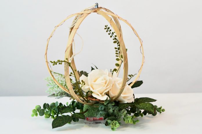 DIY Lighted Hanging Embroidery Hoop Orb Wedding Decor