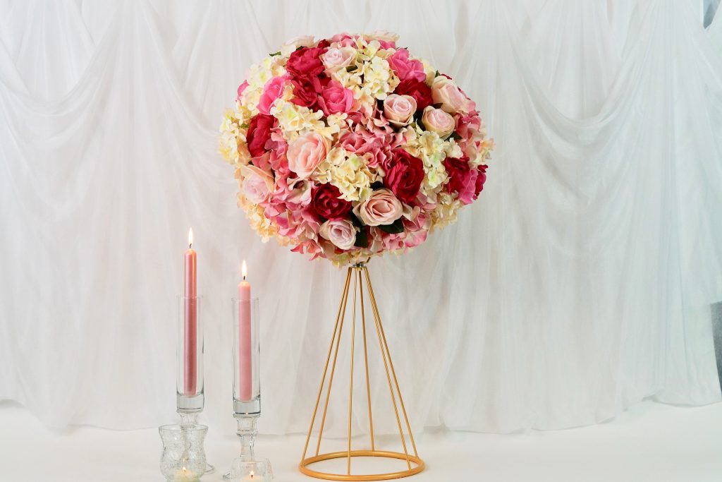 Geometric Pink Wedding Centerpiece