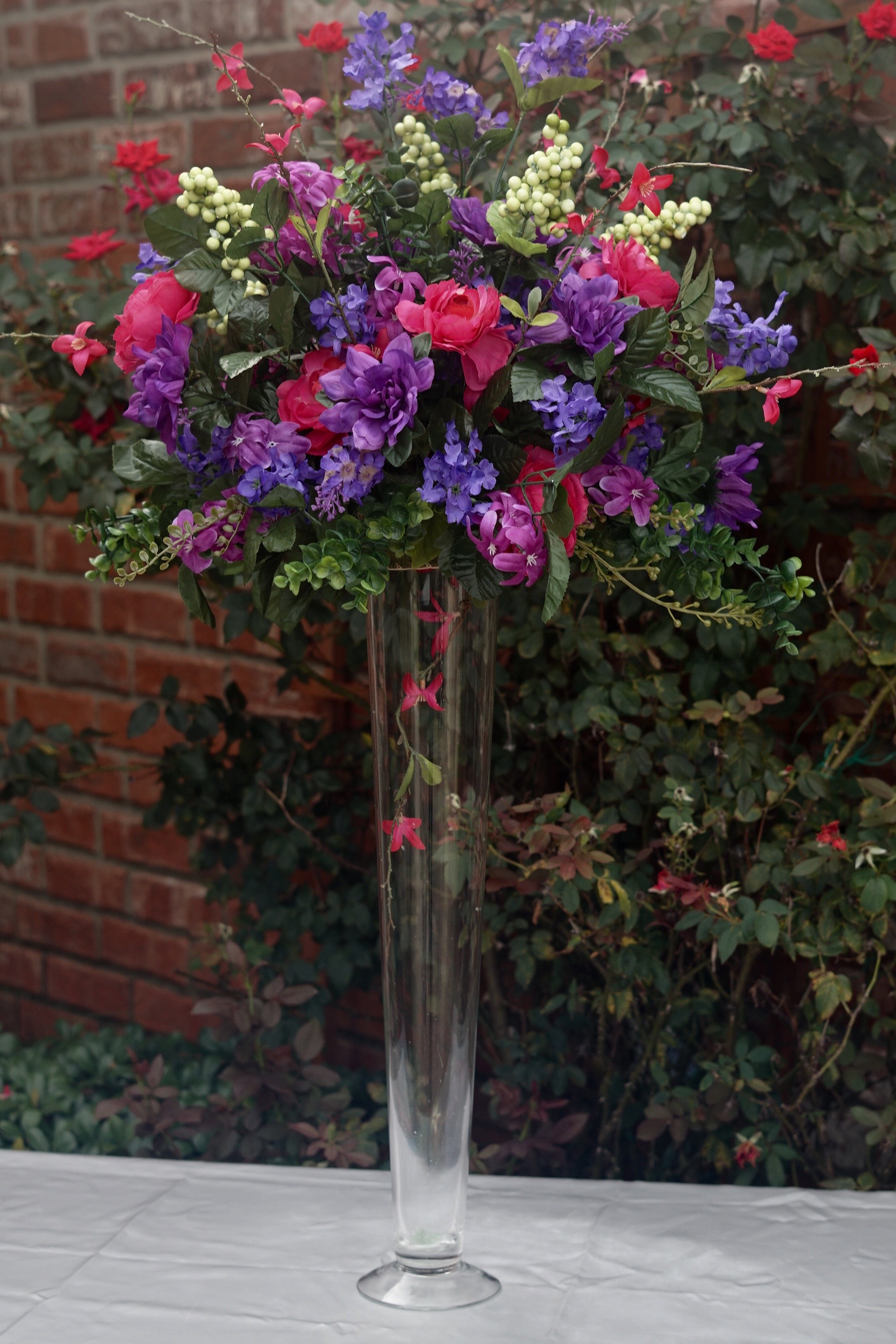 Tall Colorful Greenery Wedding Centerpieces