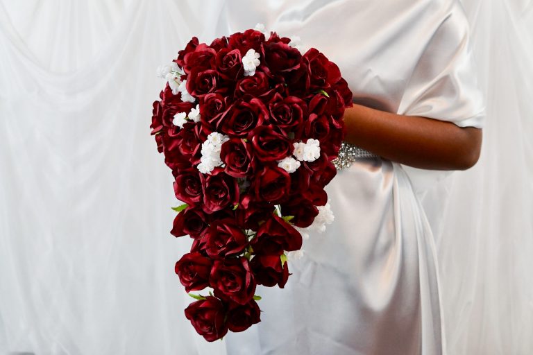 Red Rose Cascade Wedding Bouquet