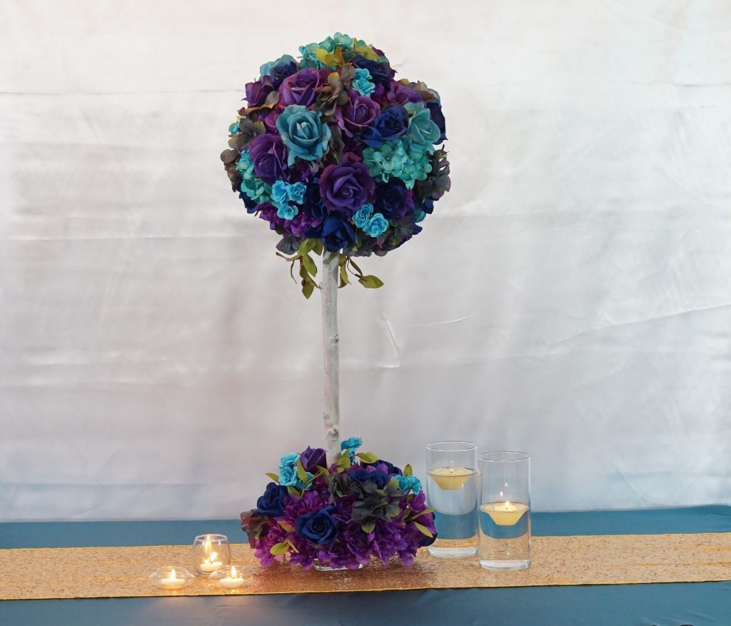 Blue and Purple Wedding Centerpiece