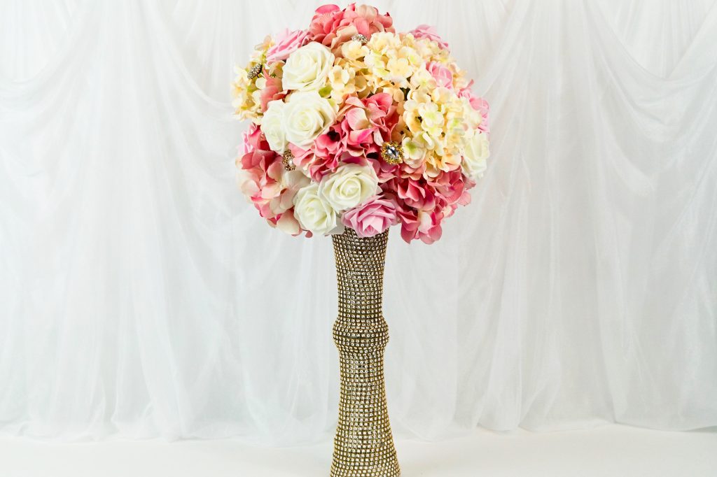 Blush Pink and Gold Wedding Centerpiece