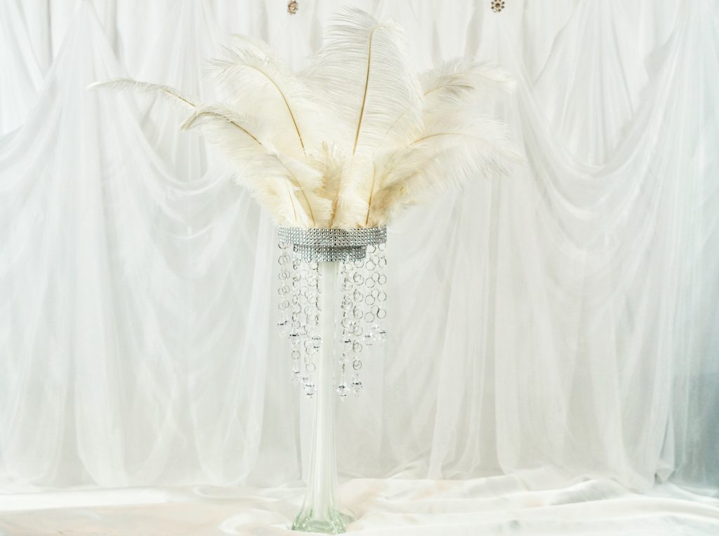 feather wedding centerpiece