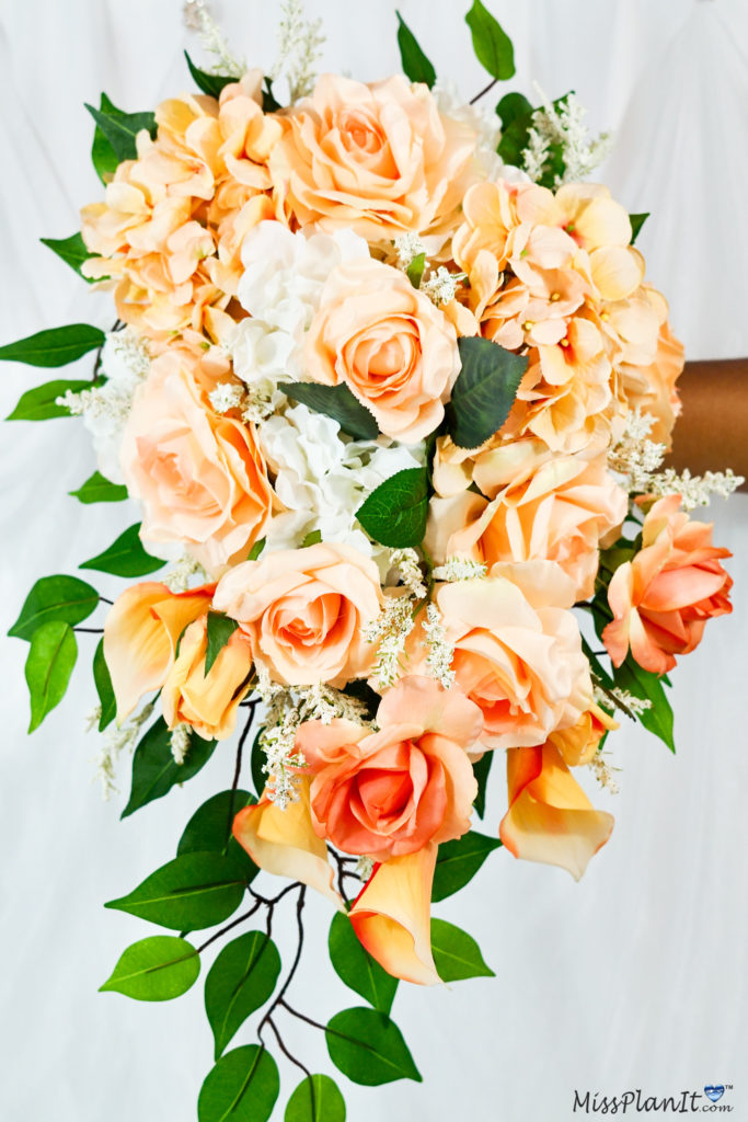 Peach flowers wedding bouquet