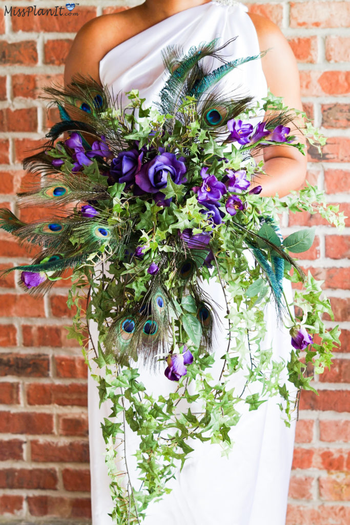 Peacock and Purple Bridal Bouquet