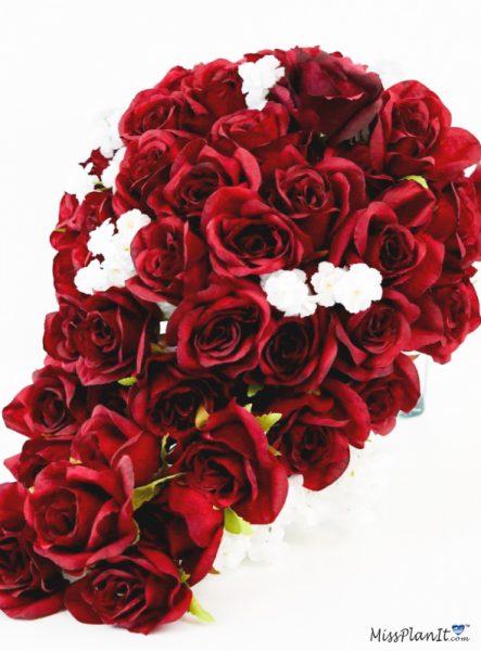 Red Rose Cascade Wedding Bouquet