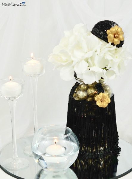 Gatsby Roaring 20’s Mason Jar Party Centerpiece