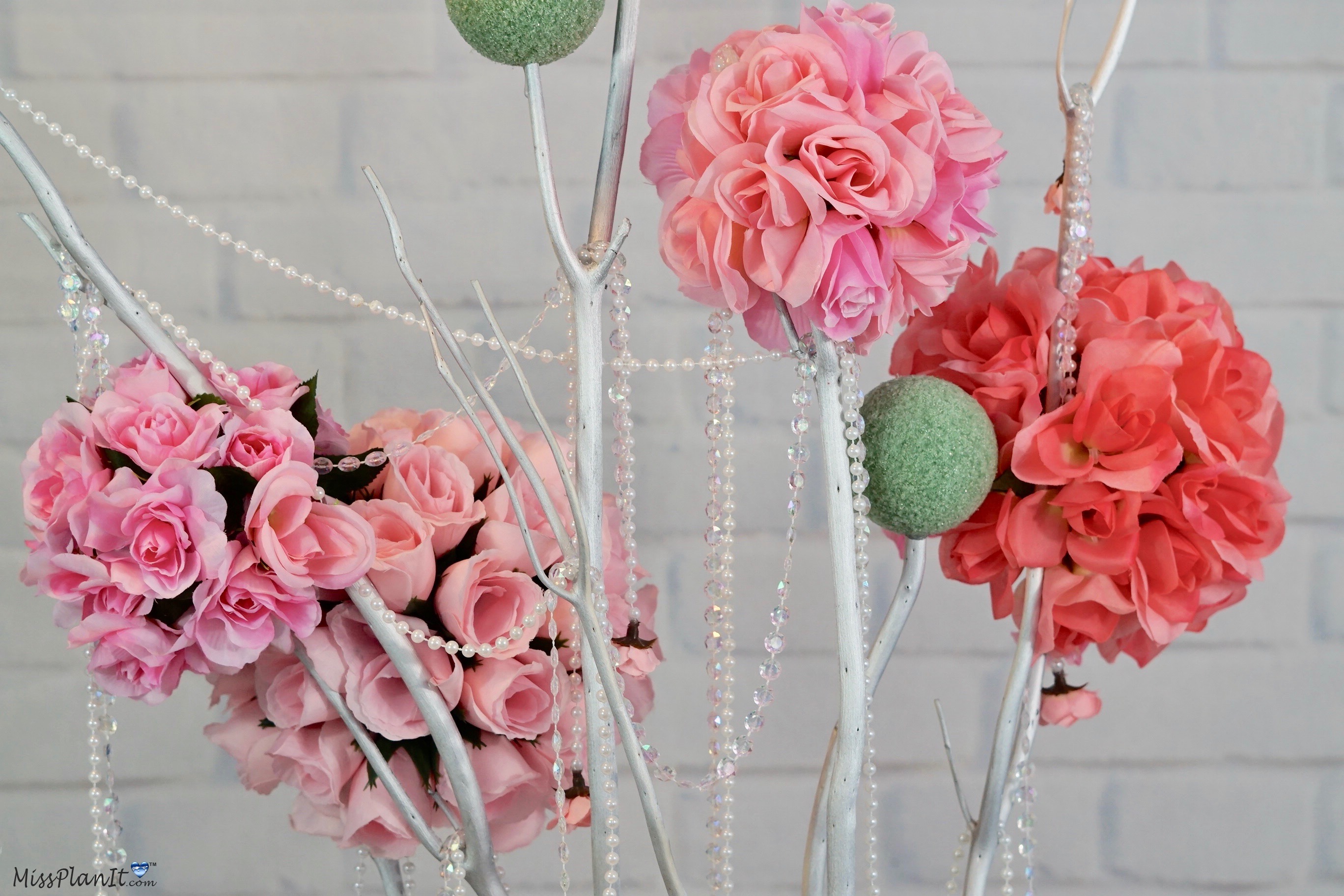 Rose Blossom Branch Wedding Centerpiece