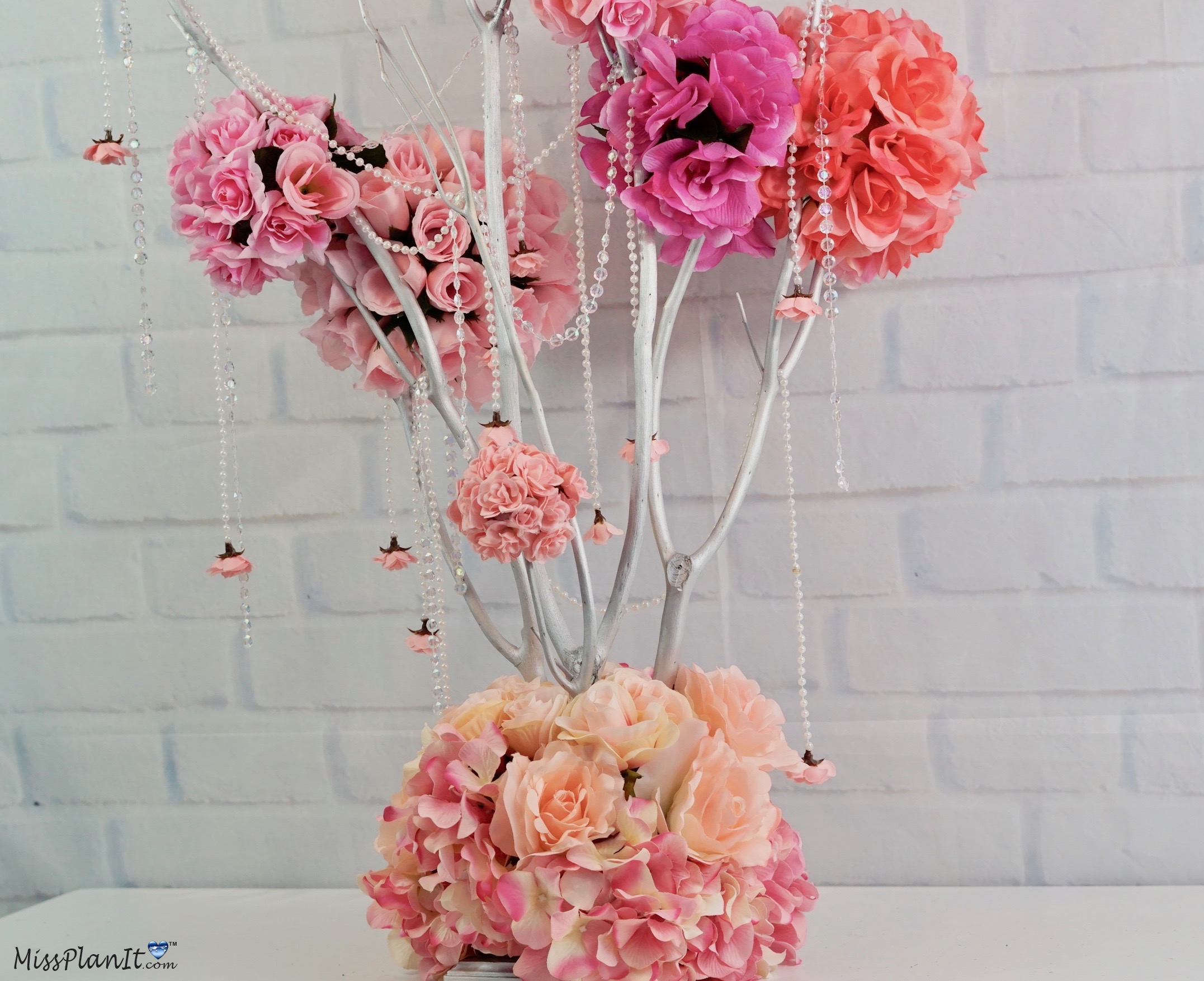 Rose Blossom Branch Wedding Centerpiece