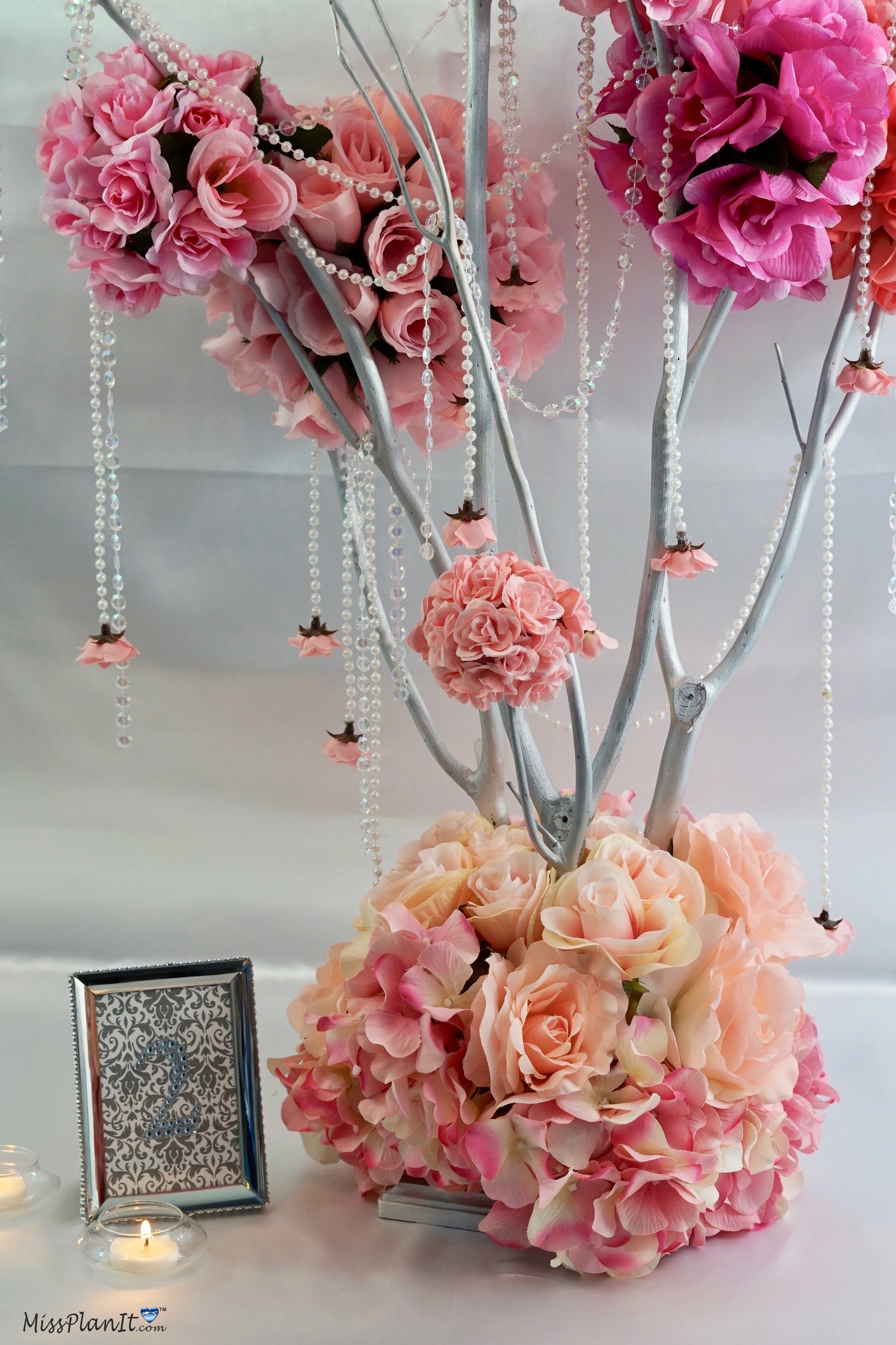 Rose Blossom Branch Wedding Centerpiece