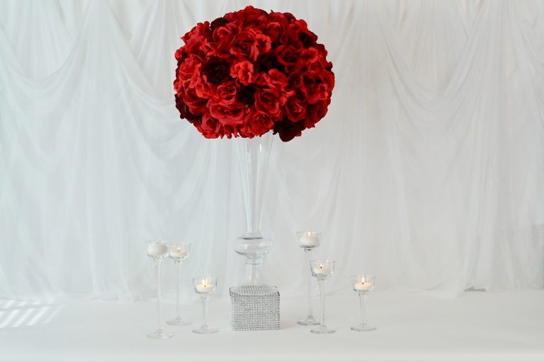 DIY Tall Glam Red Rose Wedding Centerpieces with Bonus Pedestal Under $5