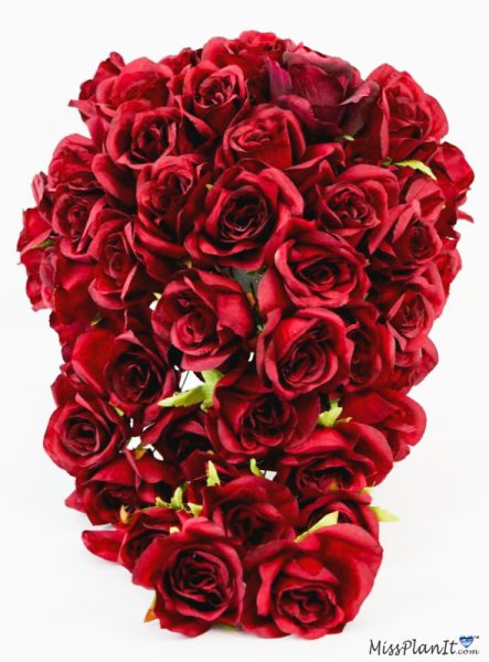 Red Rose Cascade Wedding Bouquet