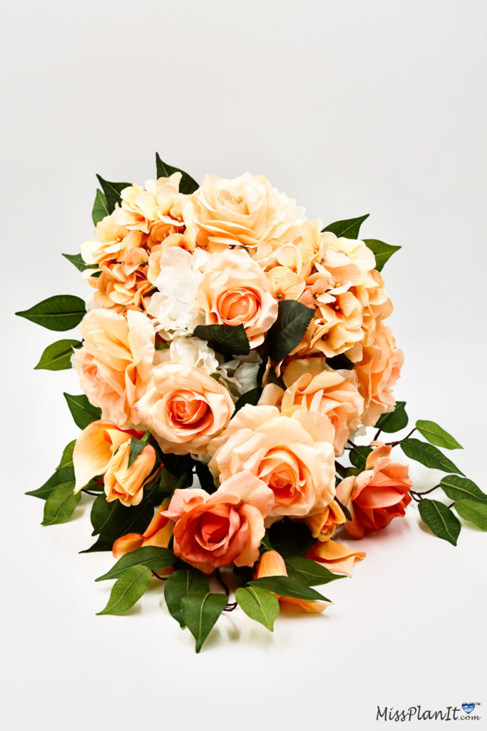 Peach flowers wedding bouquet