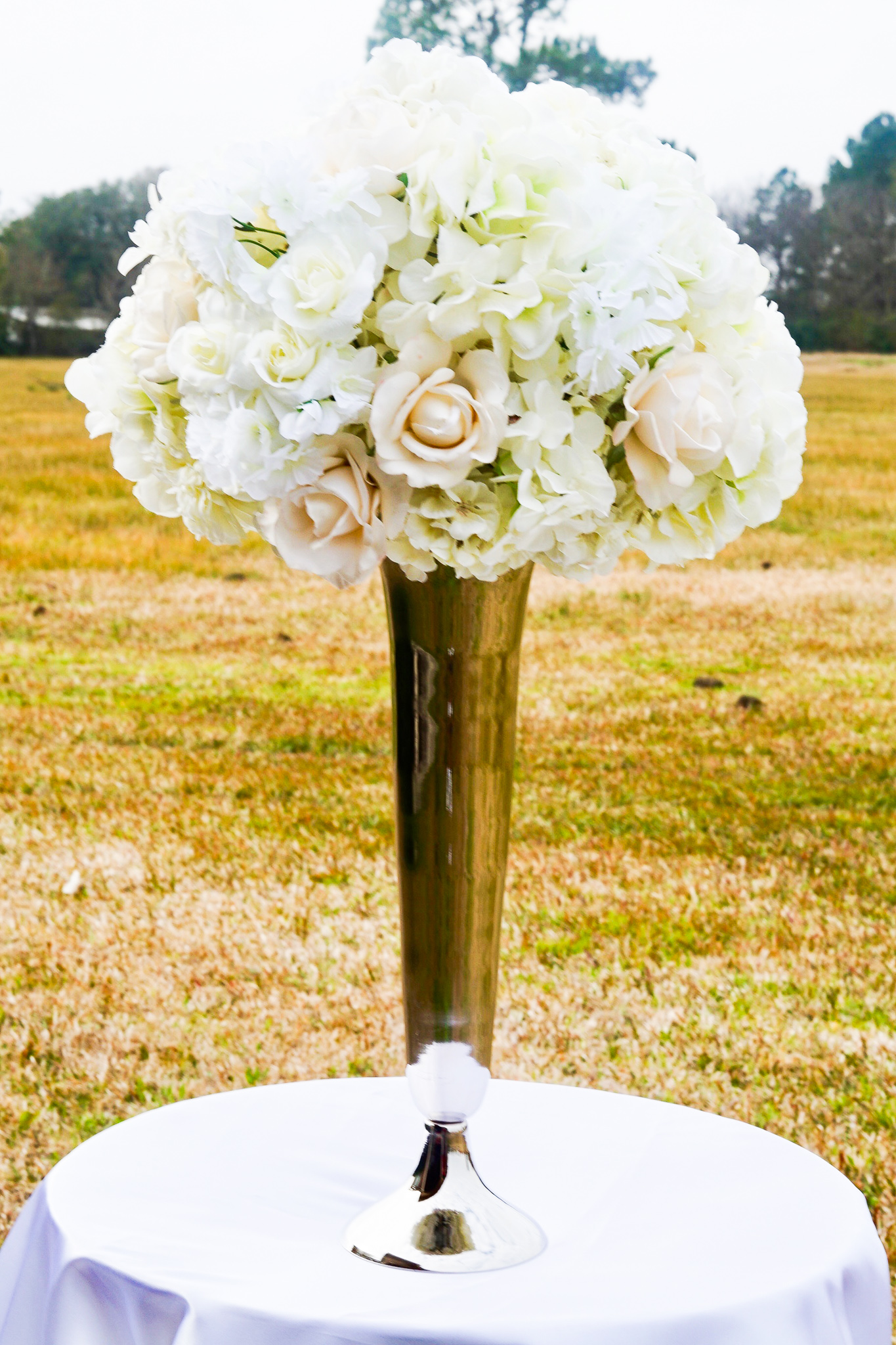 Silver Vase White Rose Wedding Centerpiece 3