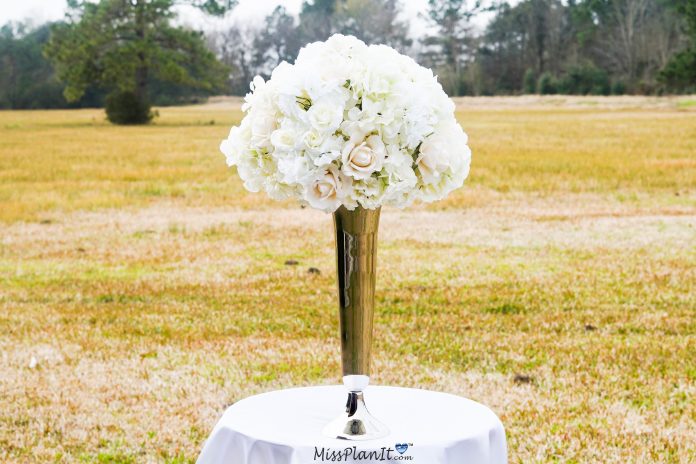 Silver Vase White Rose Wedding Centerpiece 6