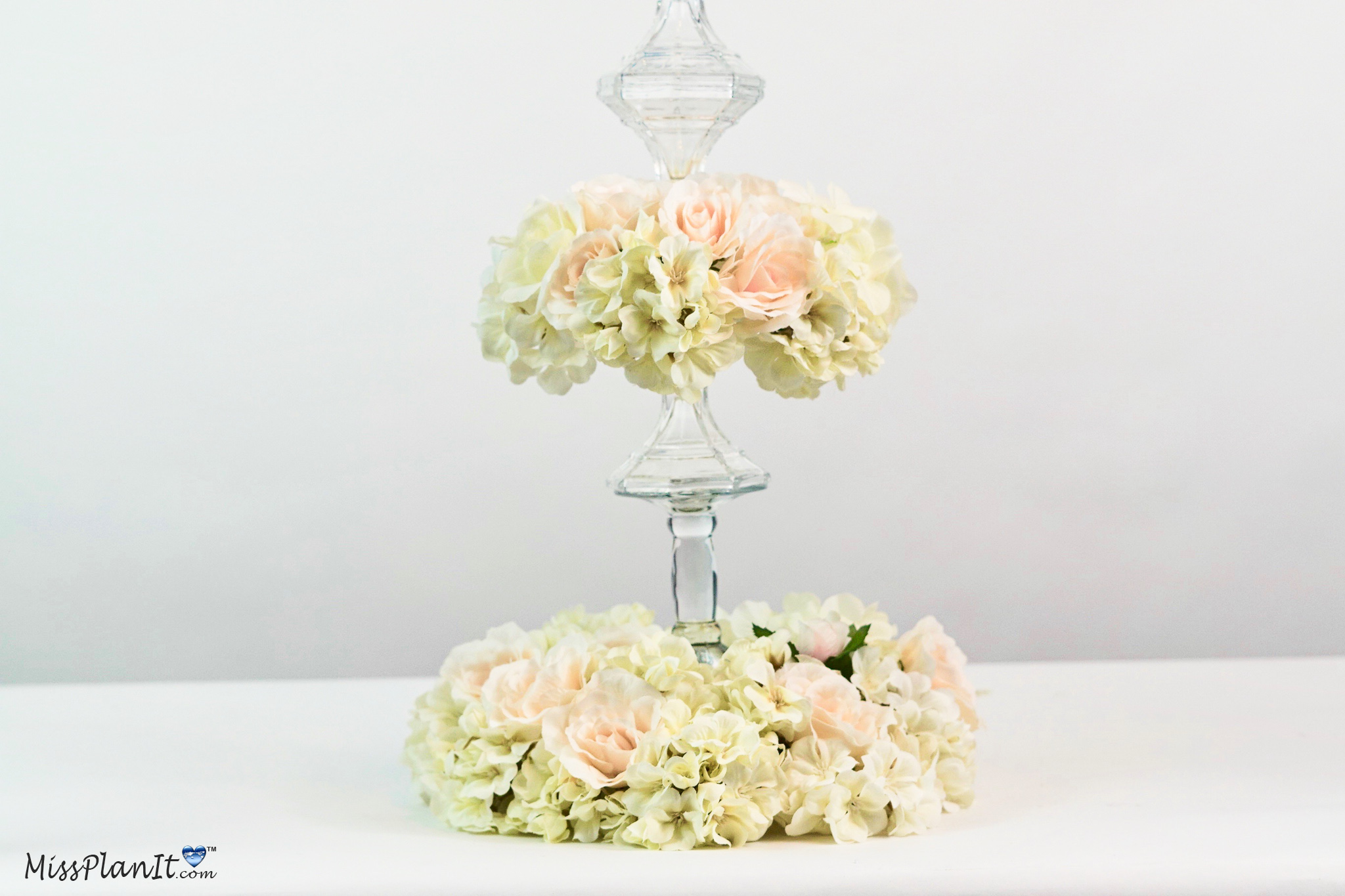 Tall Champagne and Blush Wedding Centerpiece