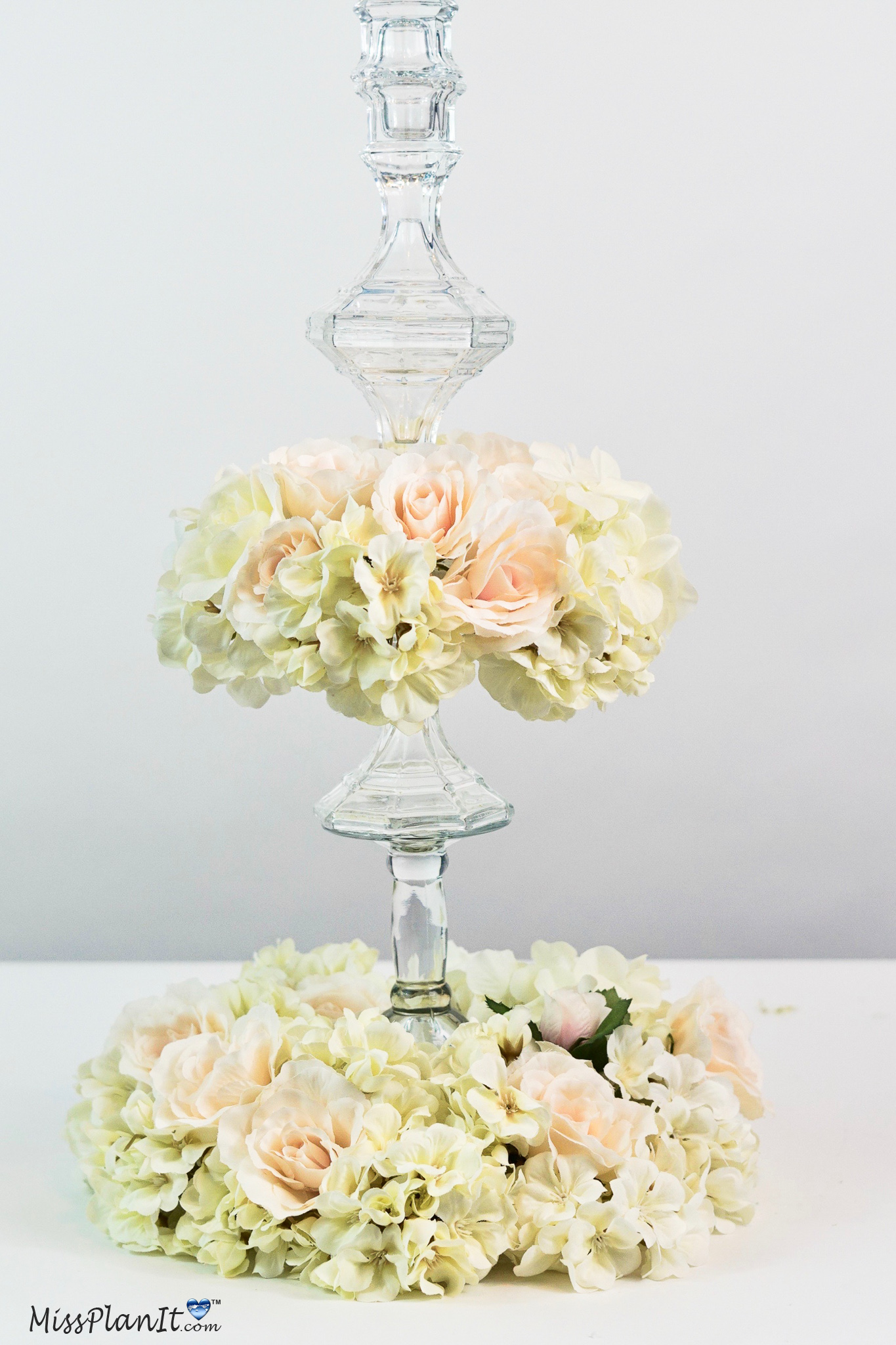 Tall Champagne and Blush Wedding Centerpiece