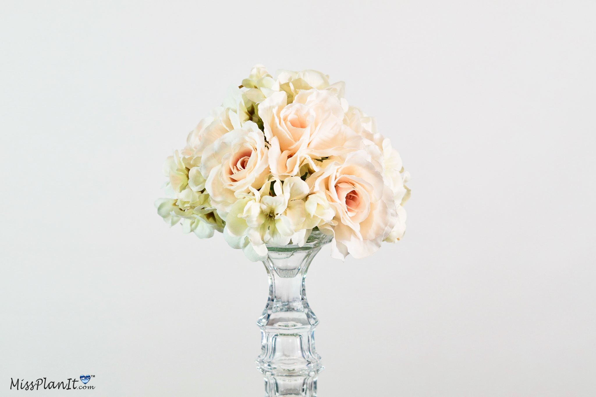 Tall Champagne and Blush Wedding Centerpiece