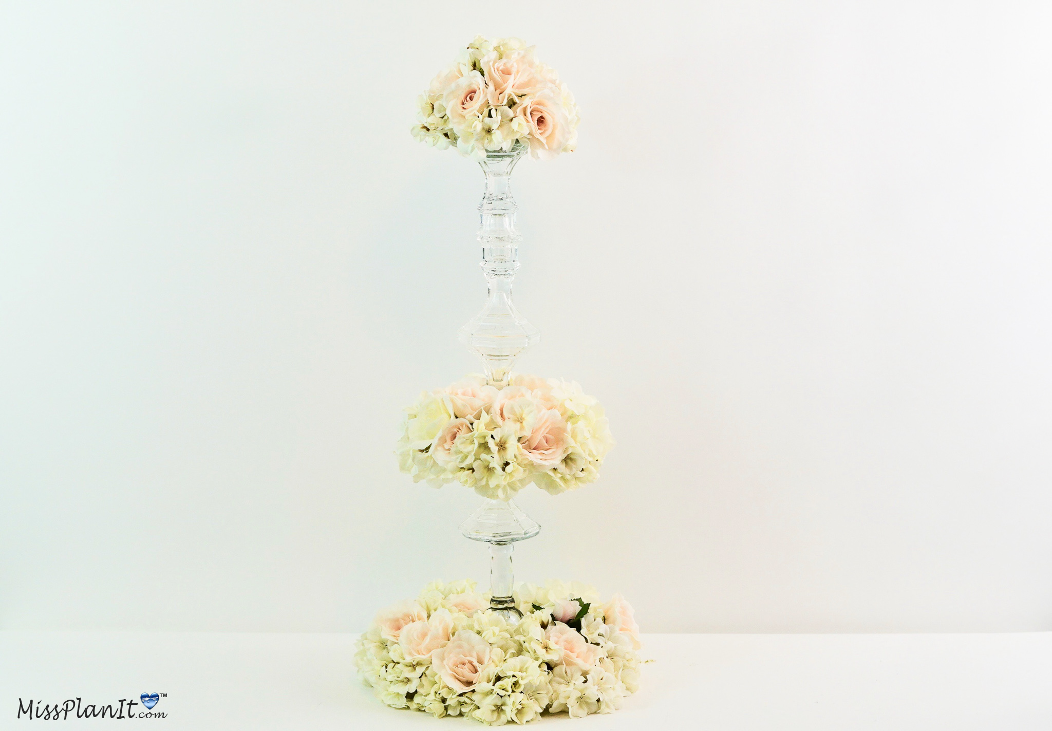 Tall Champagne and Blush Wedding Centerpiece