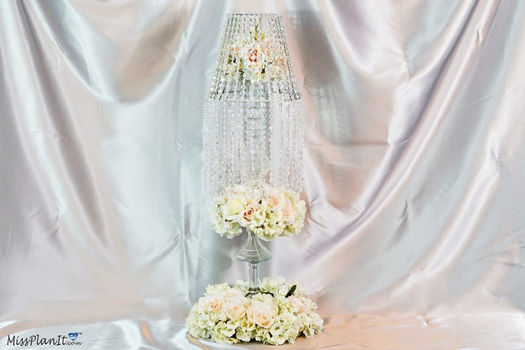 Tall Champagne and Blush Wedding Centerpiece