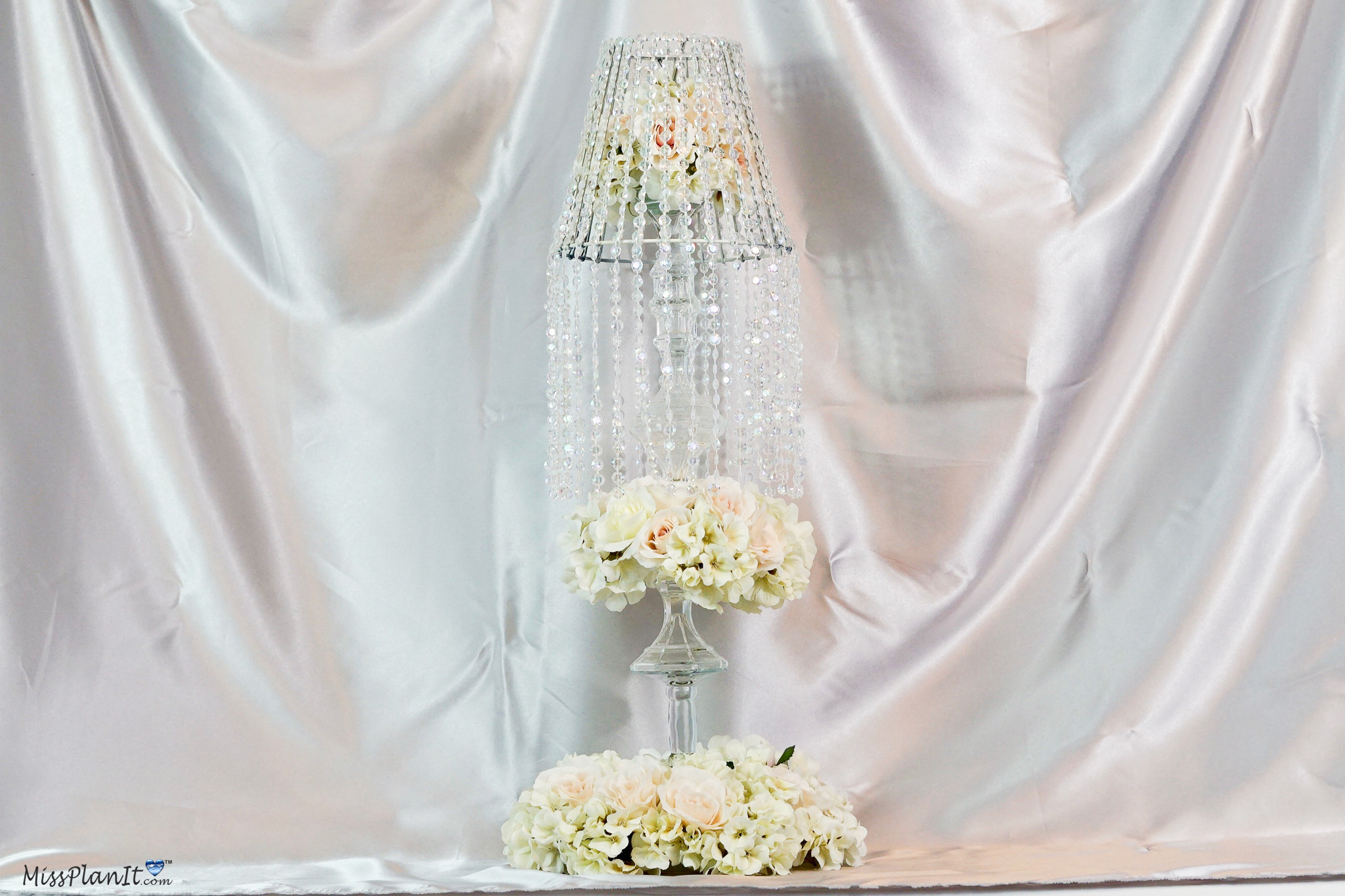 Tall Champagne and Blush Wedding Centerpiece