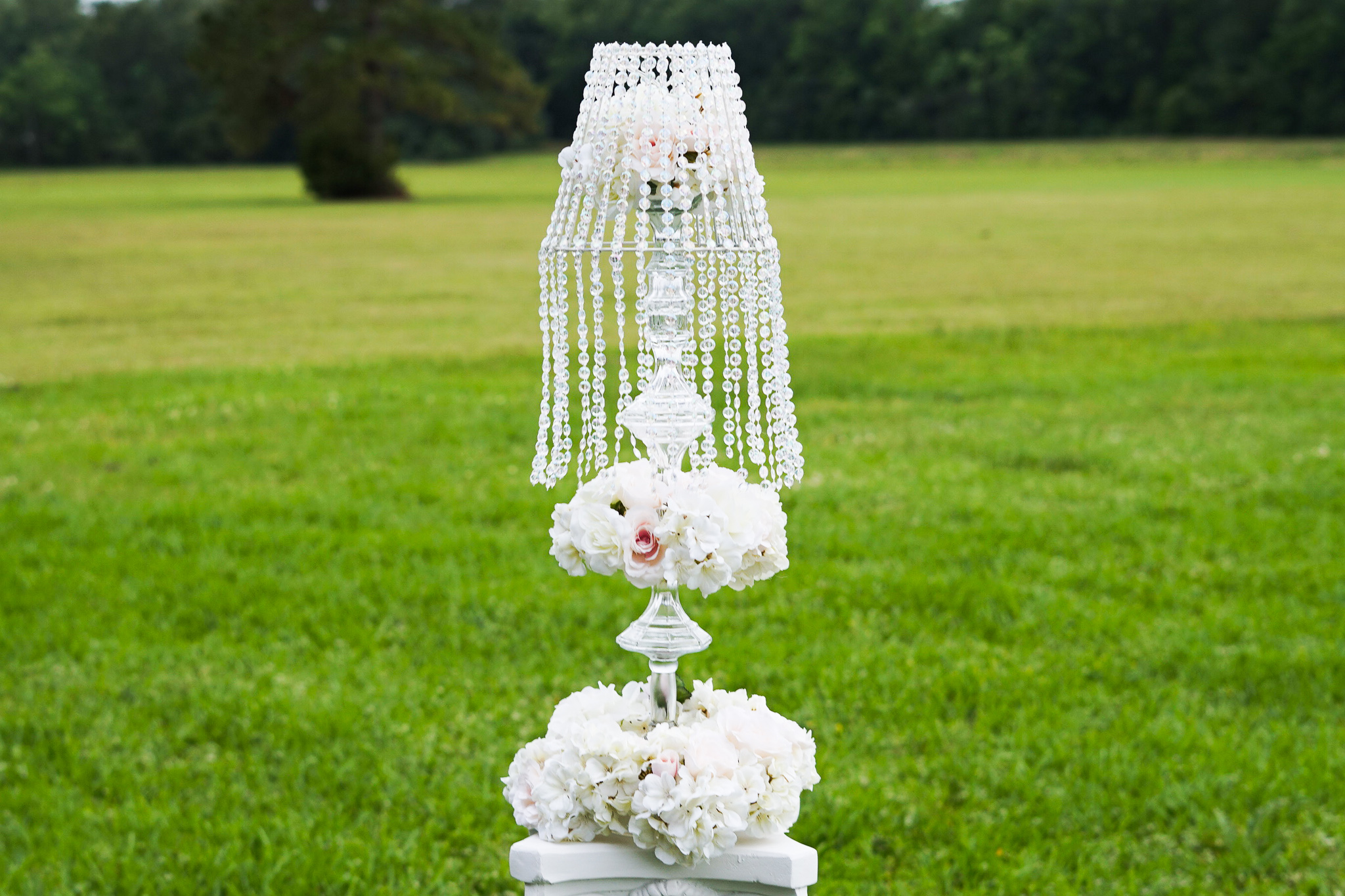 Tall Champagne and Blush Wedding Centerpiece